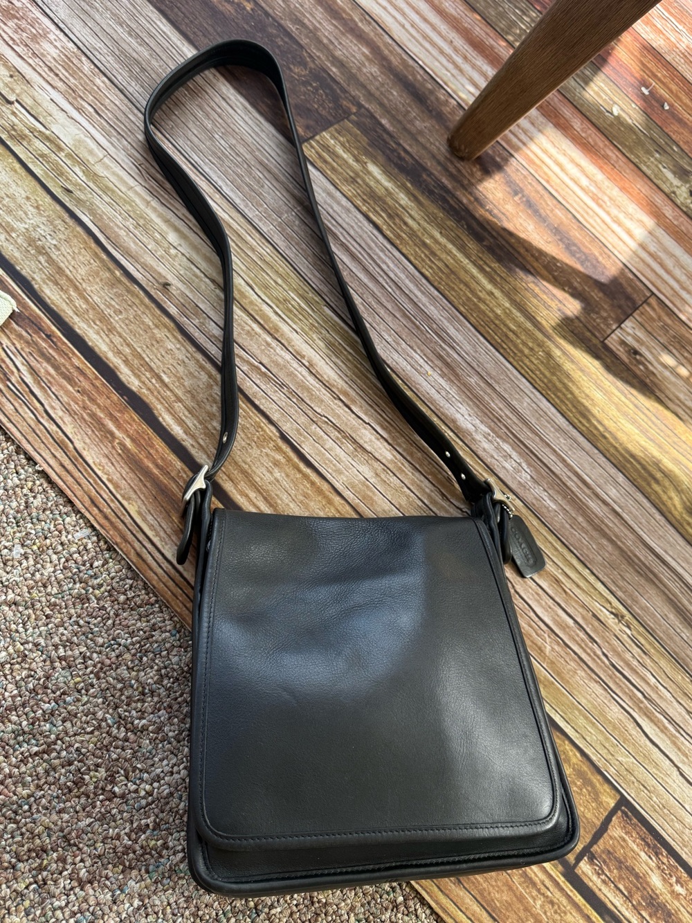Coach Vintage Black Leather Messenger Bag